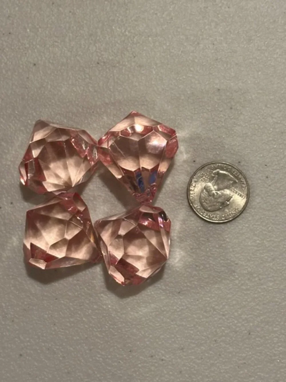Lot of 33 Pink & Orange Acrylic Faceted Beads Gems Drops - 3 Designs/Sizes